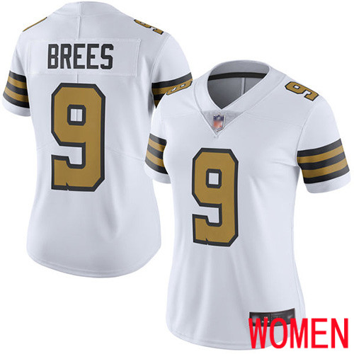 New Orleans Saints Limited White Women Drew Brees Jersey NFL Football #9 Rush Vapor Untouchable Jersey->women nfl jersey->Women Jersey